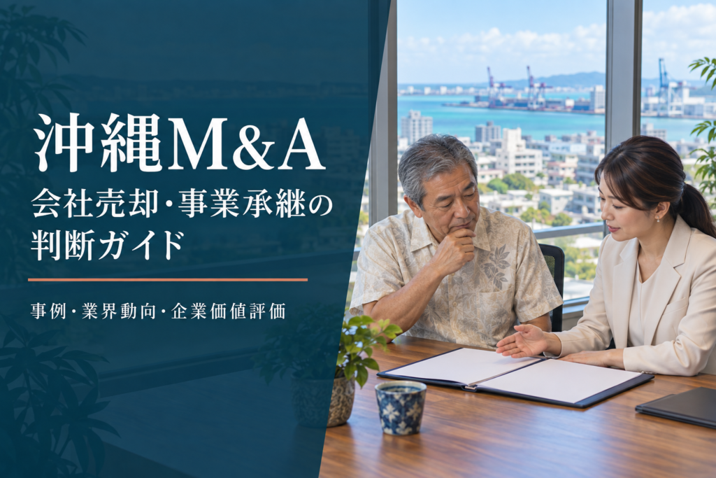 沖縄M&Aの会社売却・事業承継を相談するオーナーとアドバイザーの架空イメージ